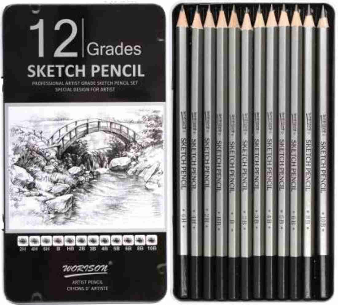 SYGA Professional Sketch and Drawing pencils, Art Pencil Box  Contains 12 Pieces Pencil 