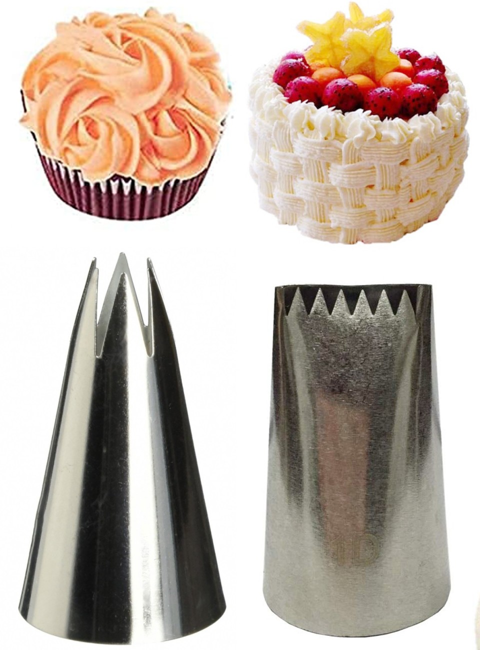 JAMBOREE 2Pcs Frill + Weave Basket Nozzle Weave Nozzle Large Size Basket  Cake Decorating Icing Tip, Muffin Cupcake Decoration Stainless Steel Nozzle  Steel Kitchen Tool Set (Pack of 2) : Amazon.in: Home