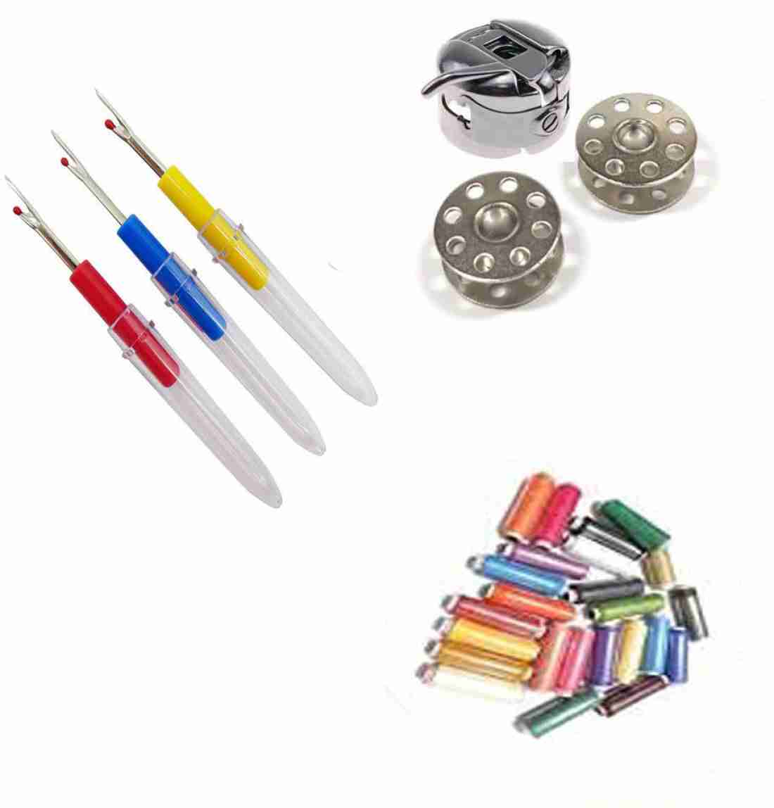 Crafts Haveli 3 Items Combo : 3 Seam Ripper, 20 Multi Thread Spool & 1 Case  2 Bobbin Sewing Kit Price in India - Buy Crafts Haveli 3 Items Combo : 3