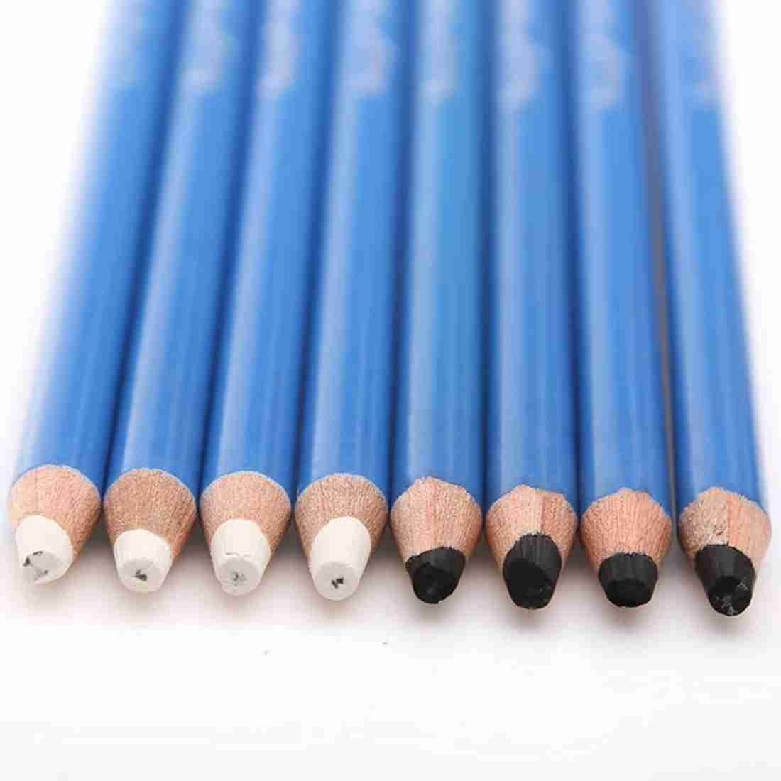 Rk 3 Pcs White Medium Charcoal Art Drawing Pencils Set,  Sketching Pencils for Dark or Tinted Paper round Shaped Color Pencils 