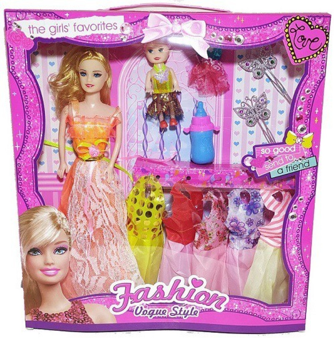 Fashion Kids Toys Fashion Girl's Fashion Combo Doll with Dresses Makeup and  Cute Doll Accessories, Style Wardrobe Doll Set for Girls, Doll Toy for