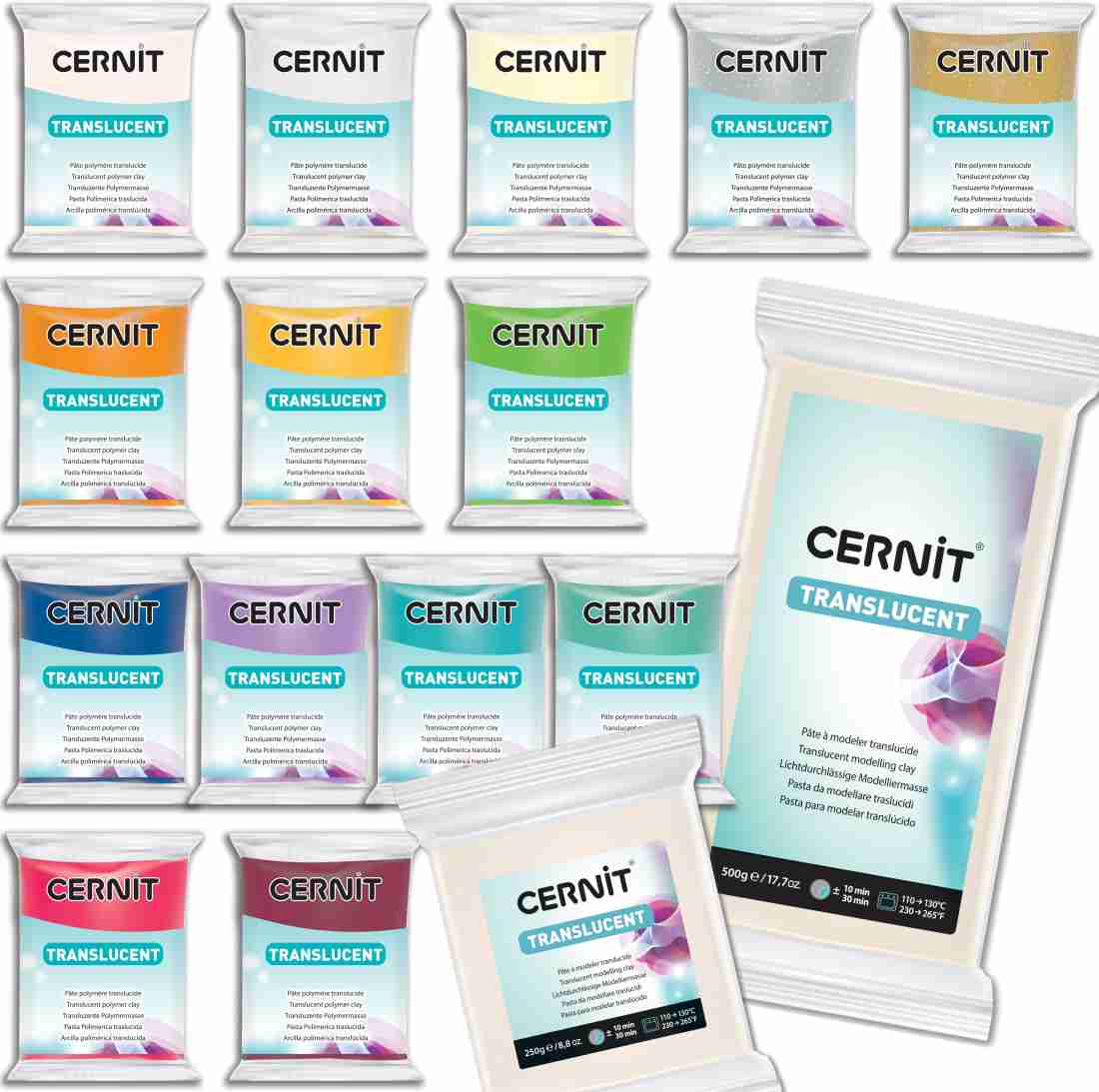 Cernit TRANSLUCENT white Polymer Clay - 500g