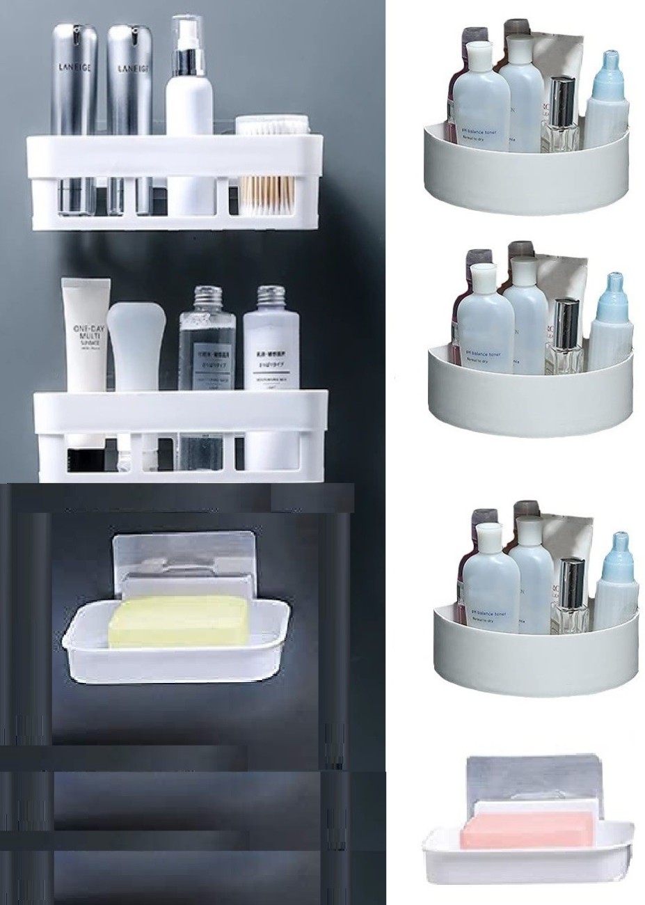 Wall Mounted Kitchen Bathroom Floating Shelf Shelving Storage Self Adhesive  Tray Waterproof Floating Shelve Decor No