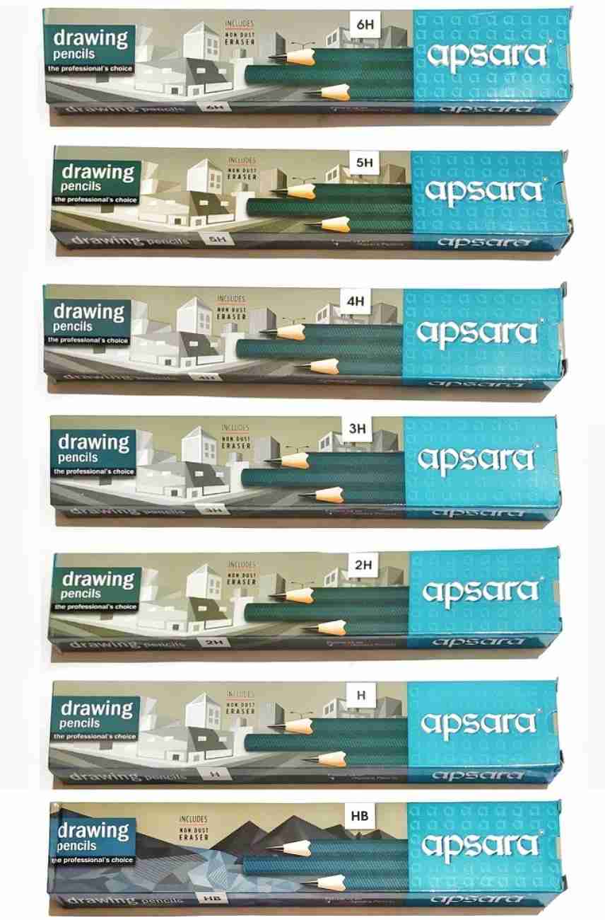 APSARA Drawing Pencil HB H 2H 3H 4H 5H 6H (PACK OF 70  PENCIL) WITH 7 ERASER Pencil 