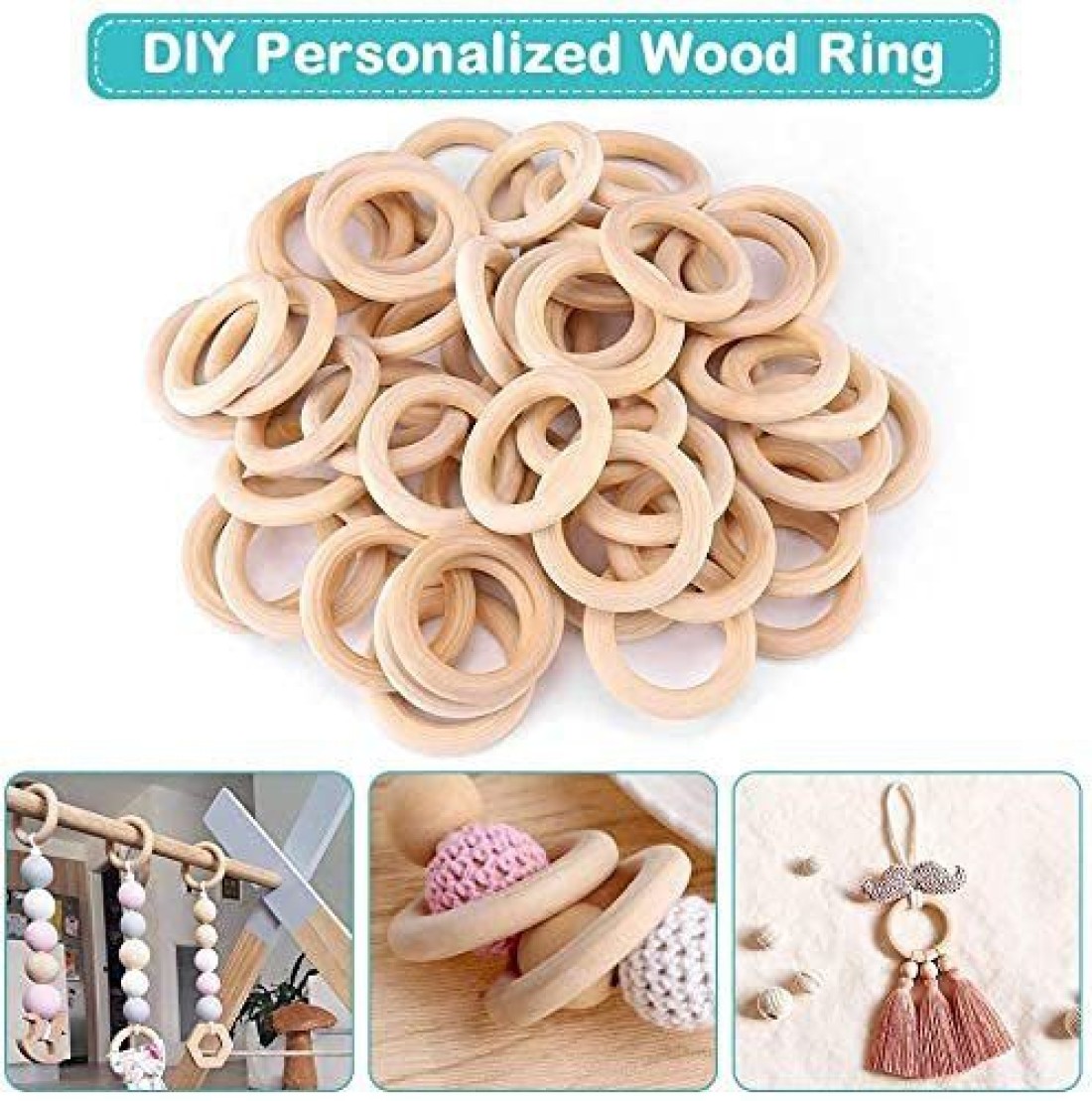 प्रन्सुनिता Wooden Round Rings 7 cm (70 mm) Natural