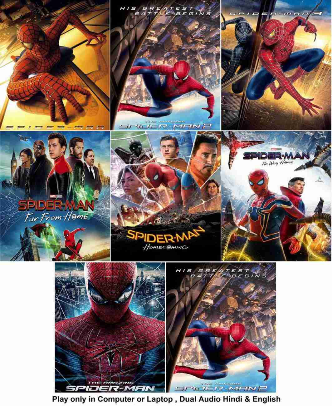 Spider Man 1 2 3 Spider Man Far from Home Spider Man Homecoming Spider Man No Way Home The Amazing Spider Man 1 2 8 MOVIES dual audio Hindi