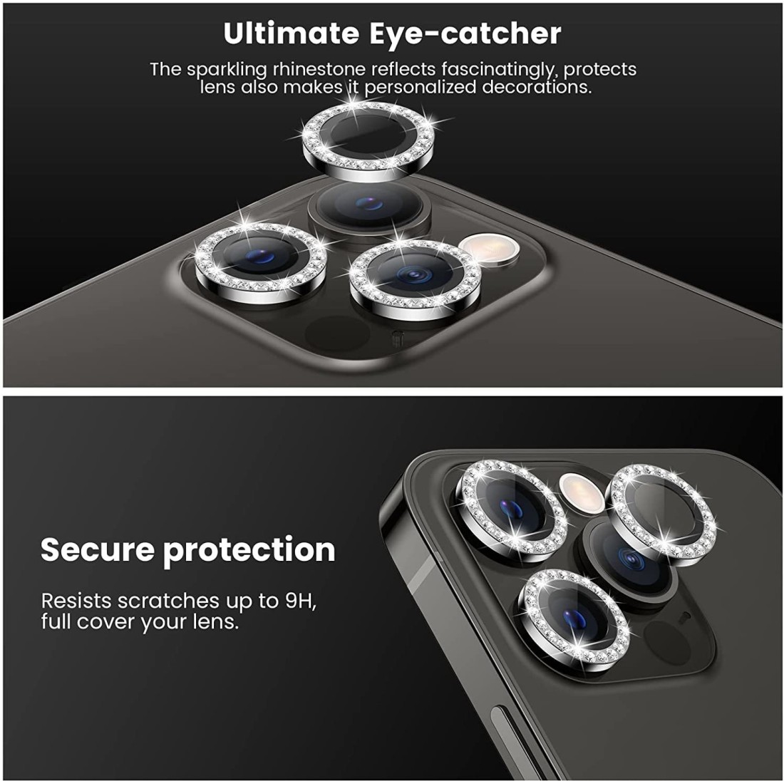Casesily Camera Lens Protector for Apple iPhone 13 Pro Max Diamond