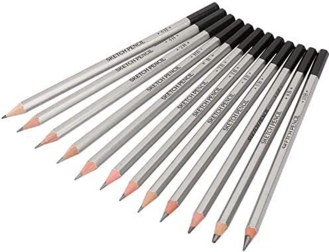 Sketching Pencil Set Professional Drawing 12Pcs Art Graphite Shading for  Artists