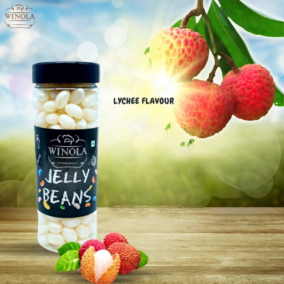 Winola Jelly Beans - Lychee Flavour Jelly Candy (280g) Lychee