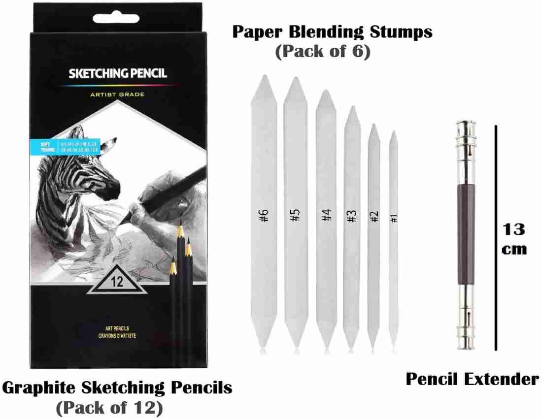 Definite Art Professional Drawing Sketching Pencil Set;  Degree Grade Pencils- 14B, 12B, 10B, 9B, 8B, 7B, 6B, 5B, 4B, 3B, 2B, B, HB,  F, H - 9H, Graphite Shading Pencils