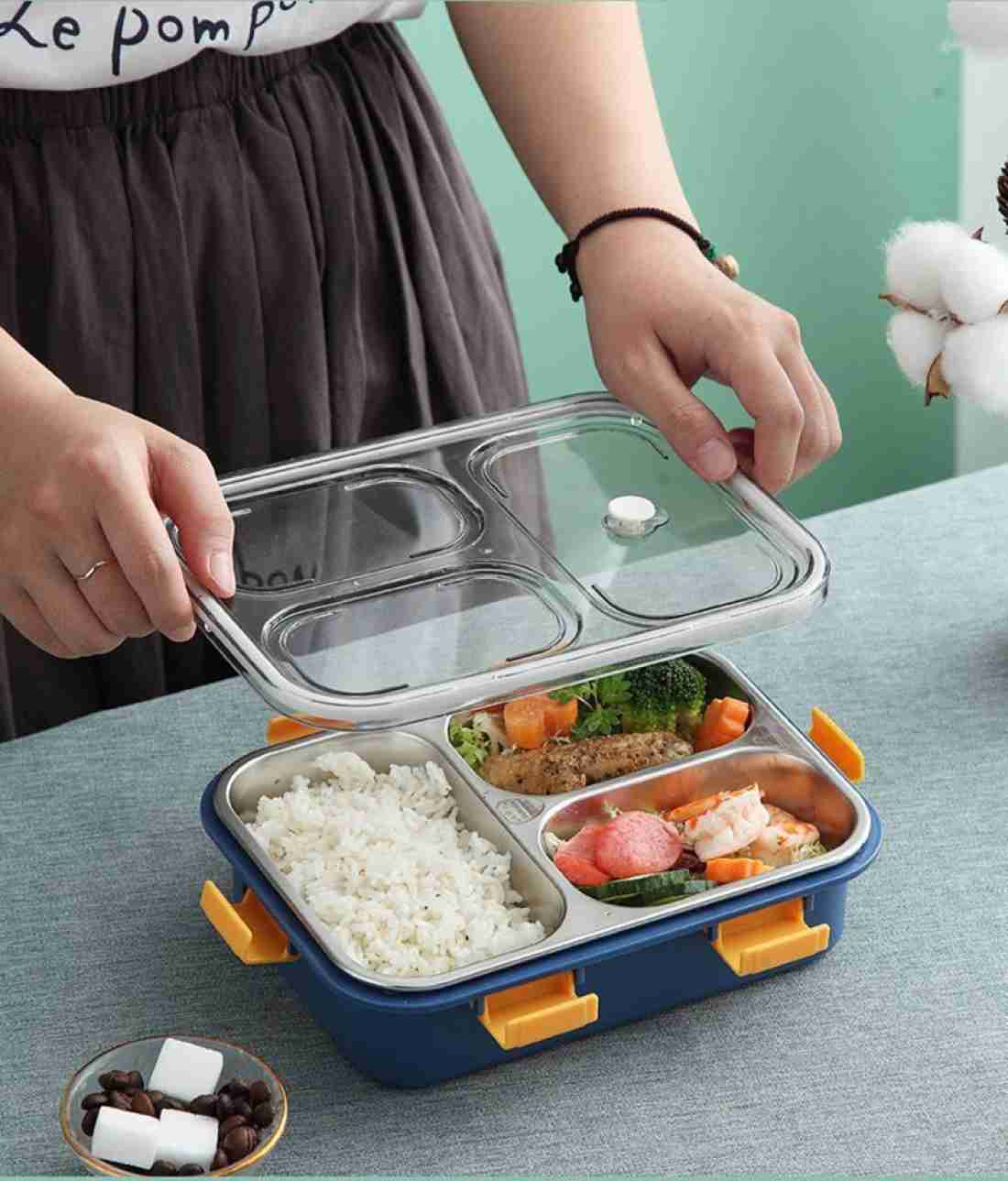 XIZOEN Stainless Steel 4 Compartment Lunch Box