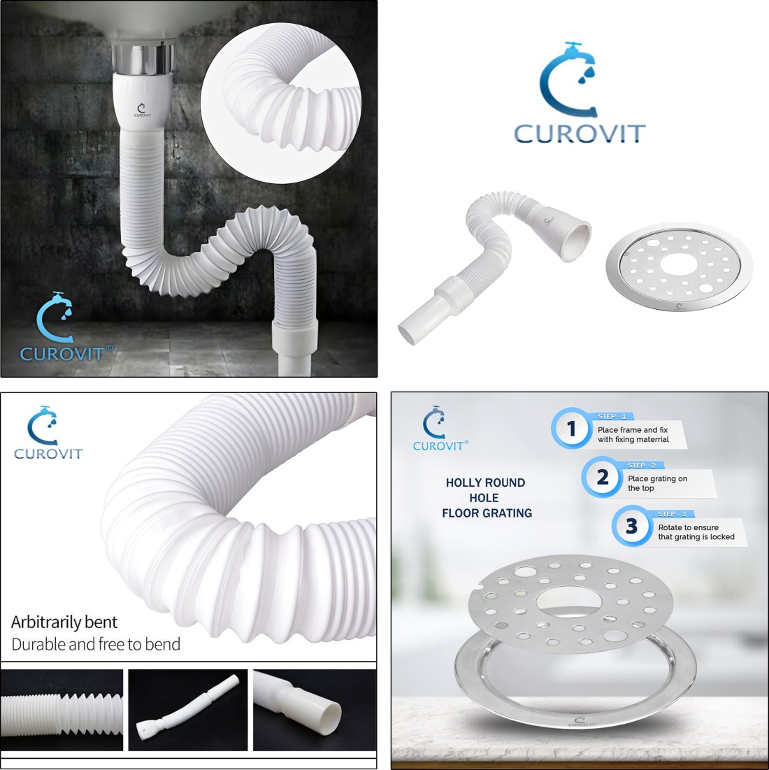 CUROVIT PVC Flexible Waste Pipe 1-1/4 & 5 SS Holly Round Hole Jali for  Kitchen Sink 32 mm Plumbing Pipe Price in India - Buy CUROVIT PVC Flexible  Waste Pipe 1-1/4 