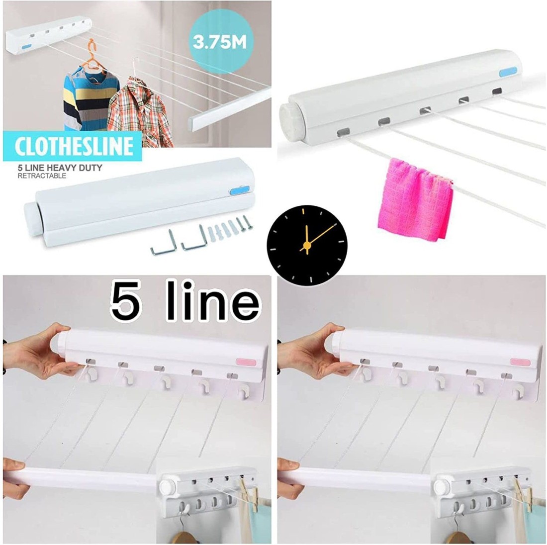 5 line retractable online clothesline outdoor