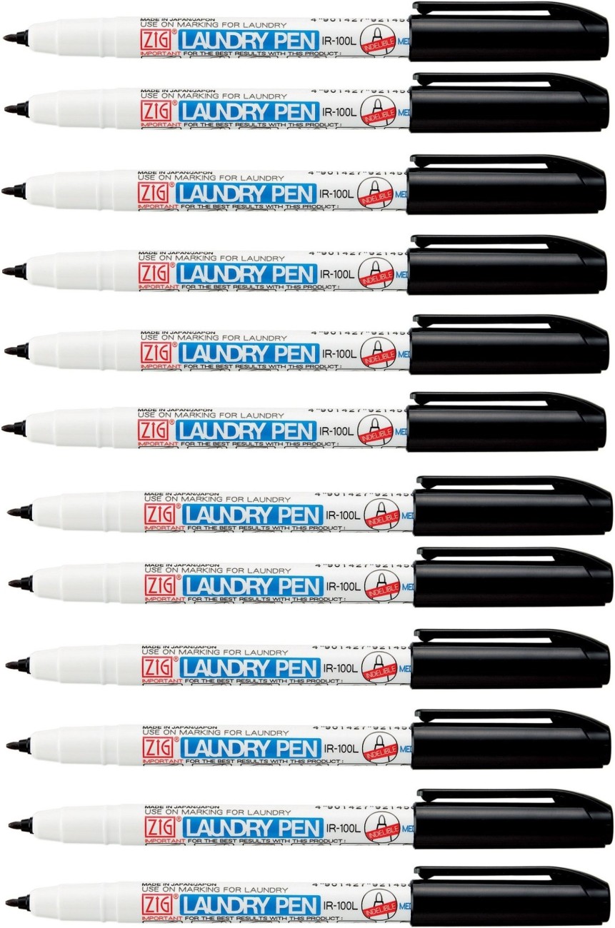Zig Laundry textile pen black, 0,8 mm AP-Certified, Made in  Japan pack of 12 pcs - LAUNDRY PEN