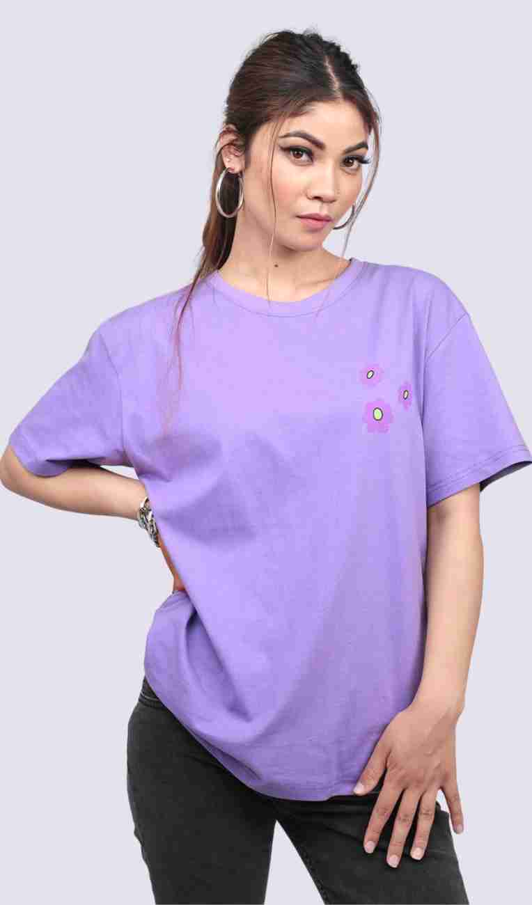 Slayink Printed Women Round Neck Purple T-Shirt - Buy Slayink