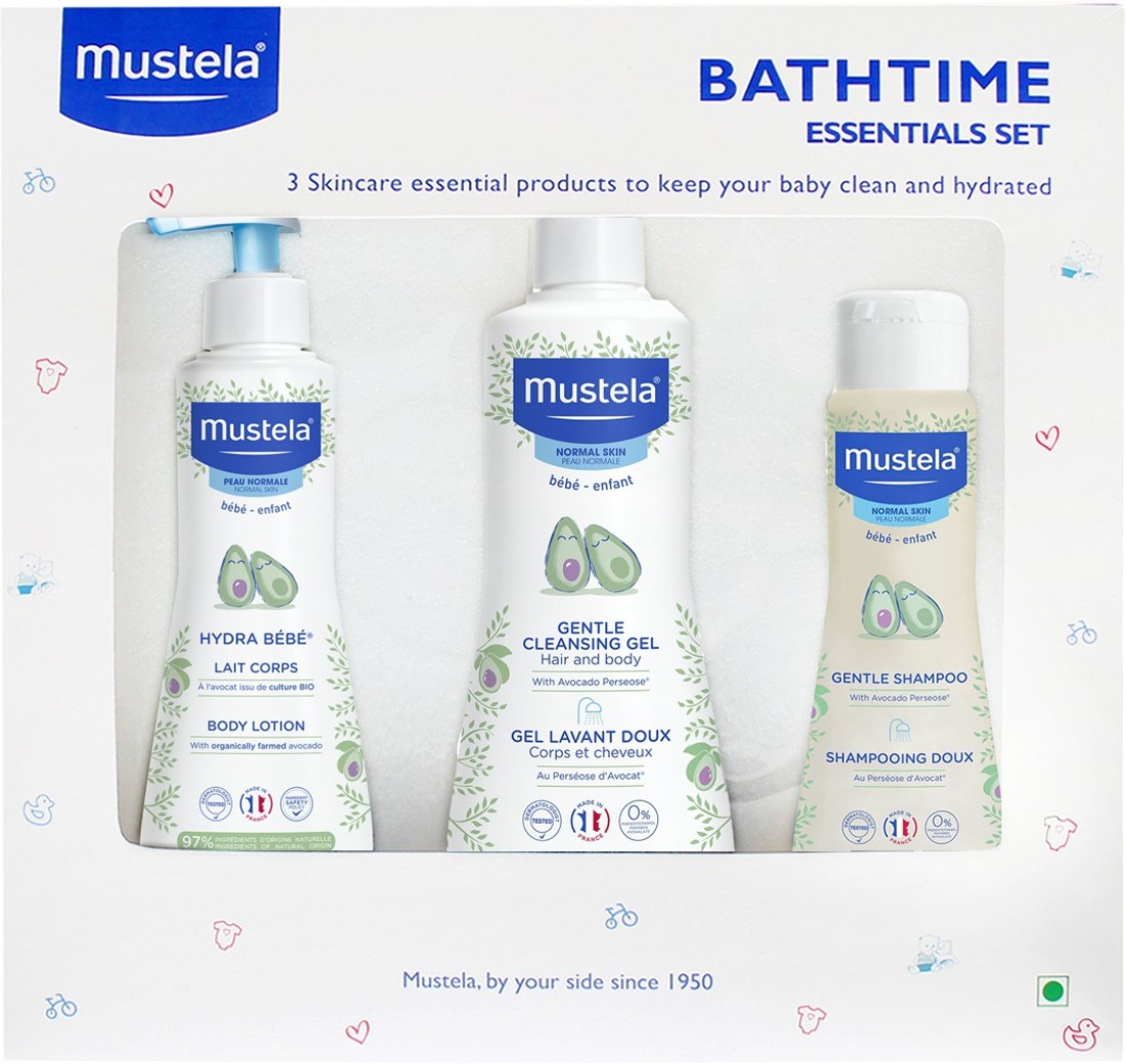 Mustela Newborn Arrival Gift Set Baby Bath Time and Skin Care Essentials 5  Items