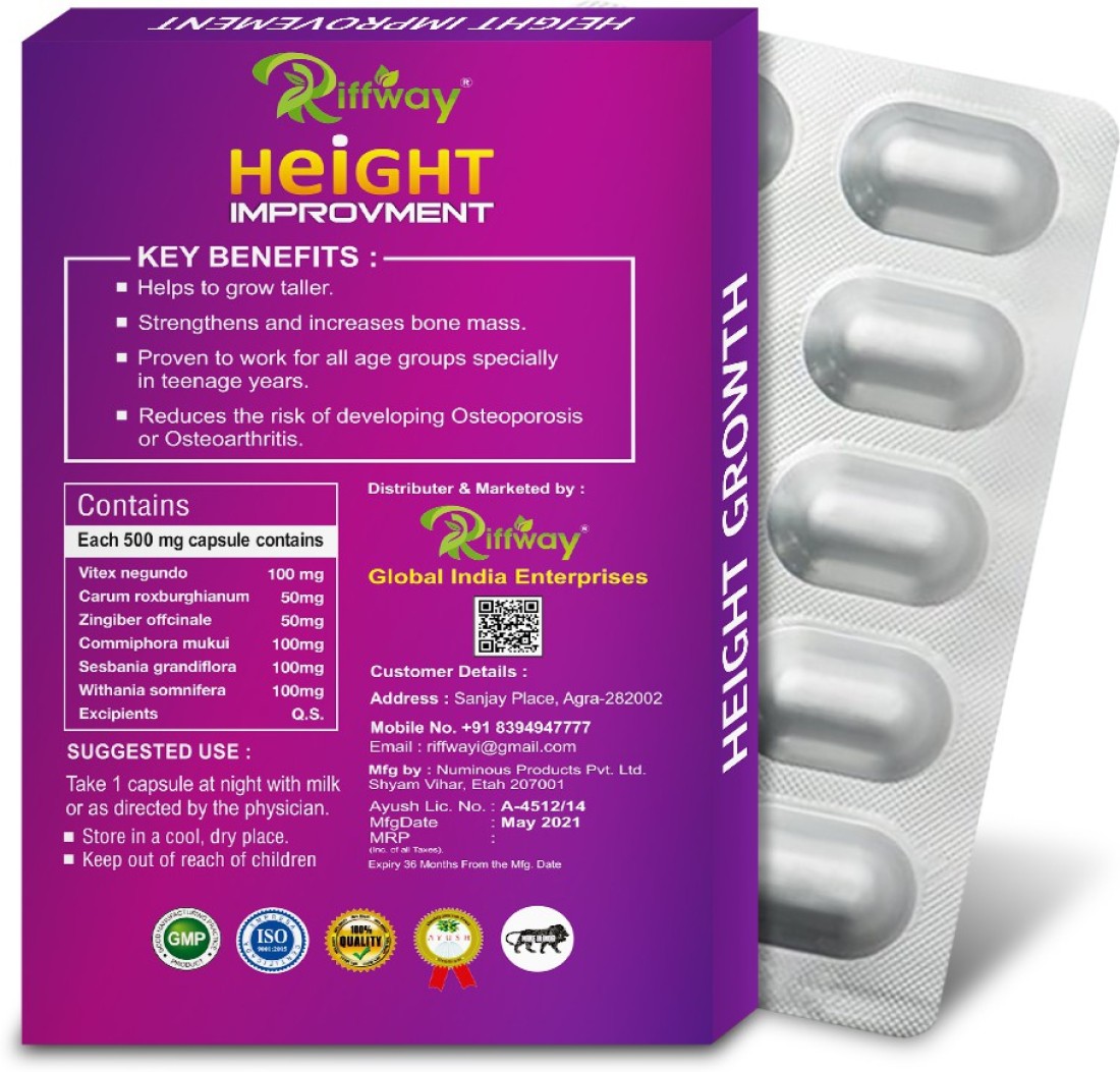 Riffway Height Growth Capsules Body Growth Supplement Gains Extra