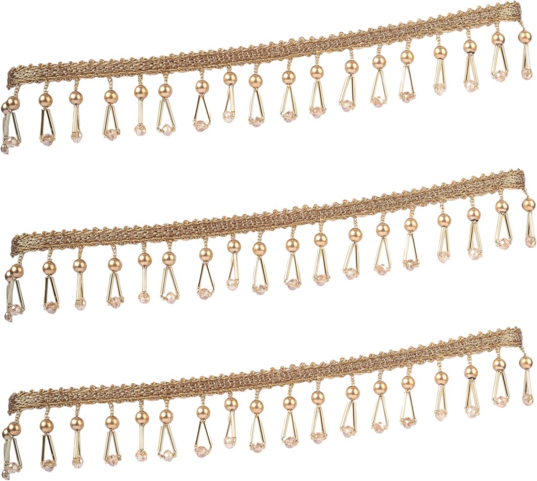 MS ZARIWALA Crystal Hanging Lace Golden Tassels Latkan Laces Heavy Pipe  Border for Dresses (9 Mtr) Lace Reel Price in India - Buy MS ZARIWALA  Crystal Hanging Lace Golden Tassels Latkan Laces