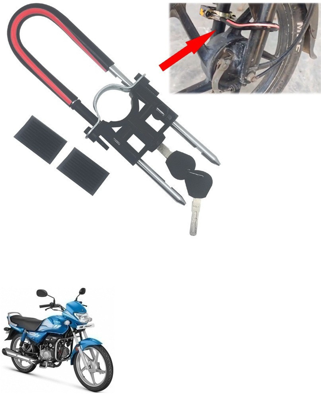 Qiisx Computerised Wave Key Bike Front Shocker Lock Wheel Lock