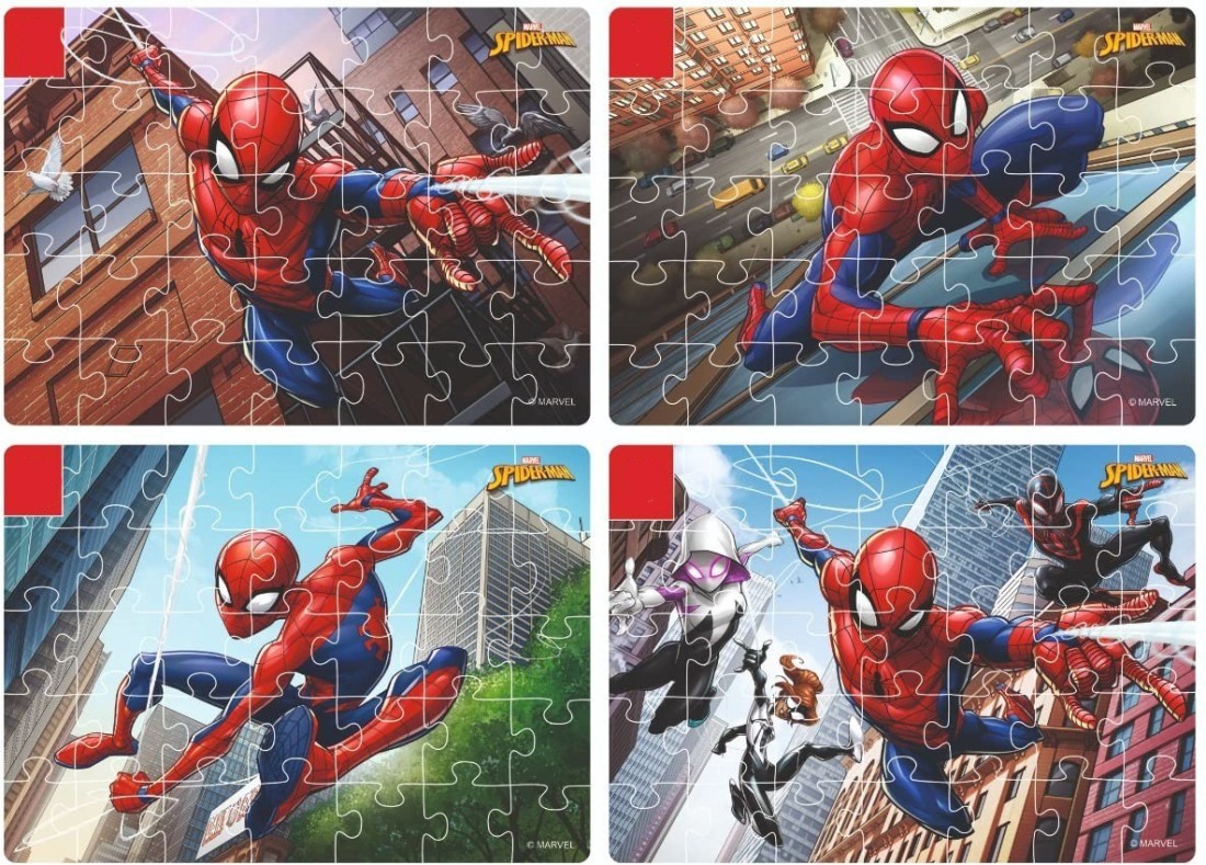 4 in 1 Marvel Spiderman Vertical Jigsaw Puzzle 140 Pieces for Kids, 35 Pc  Each