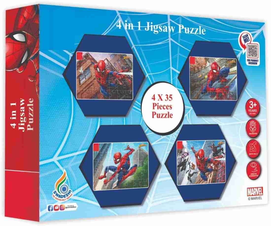 Ratna's 4 in 1 Spiderman Jigsaw Puzzle (140 Pieces) Marvel Series Mult –
