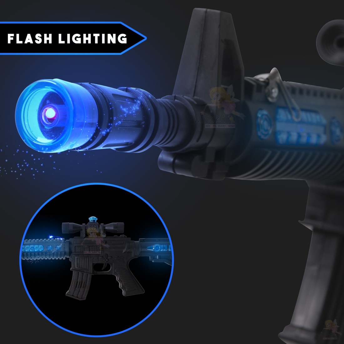 WISHKEY Mini Toy Action Gun with Rotating Flash Light, Realistic Gun Game for Kids