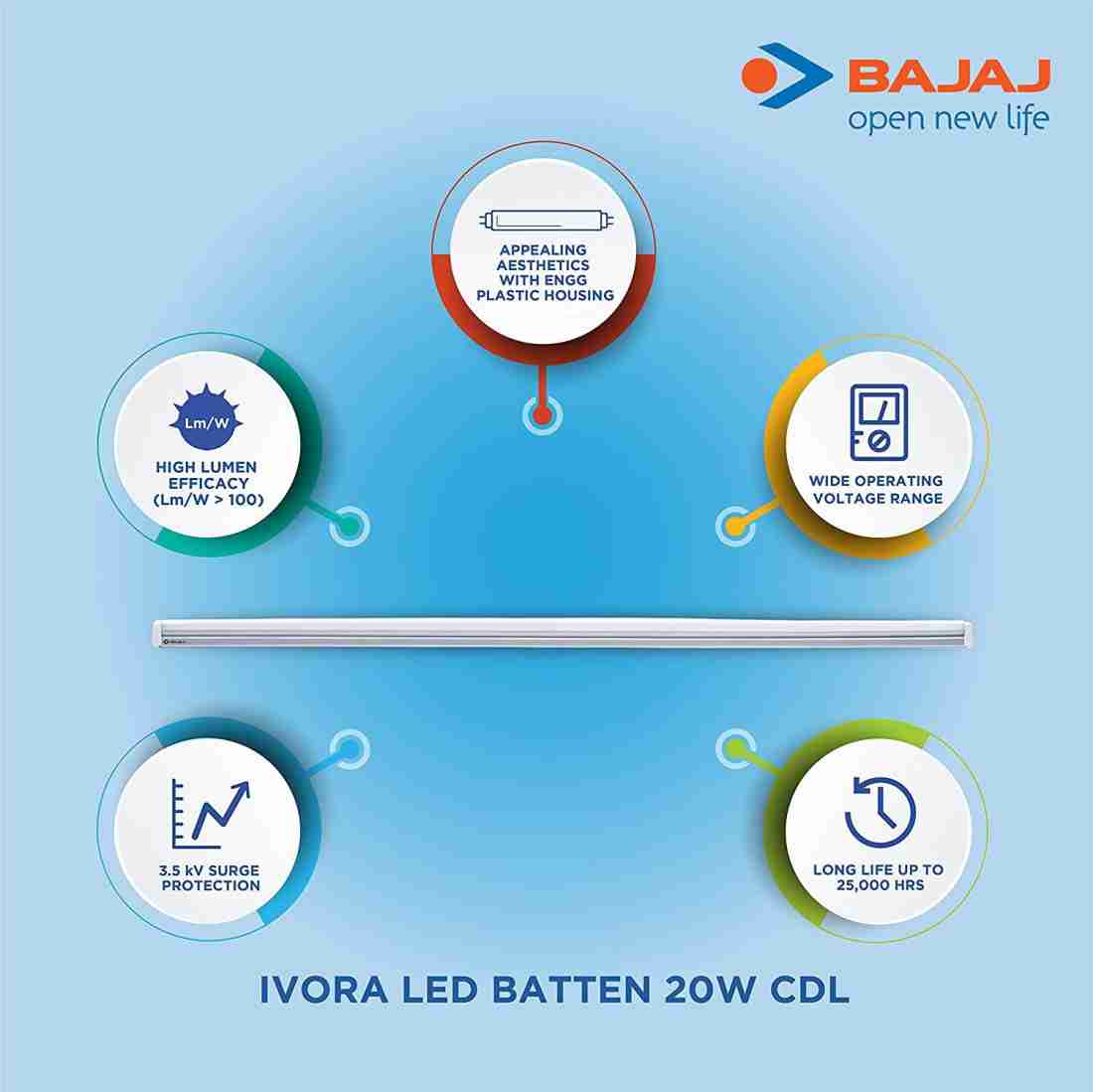 Bajaj 20 watt led tube deals light