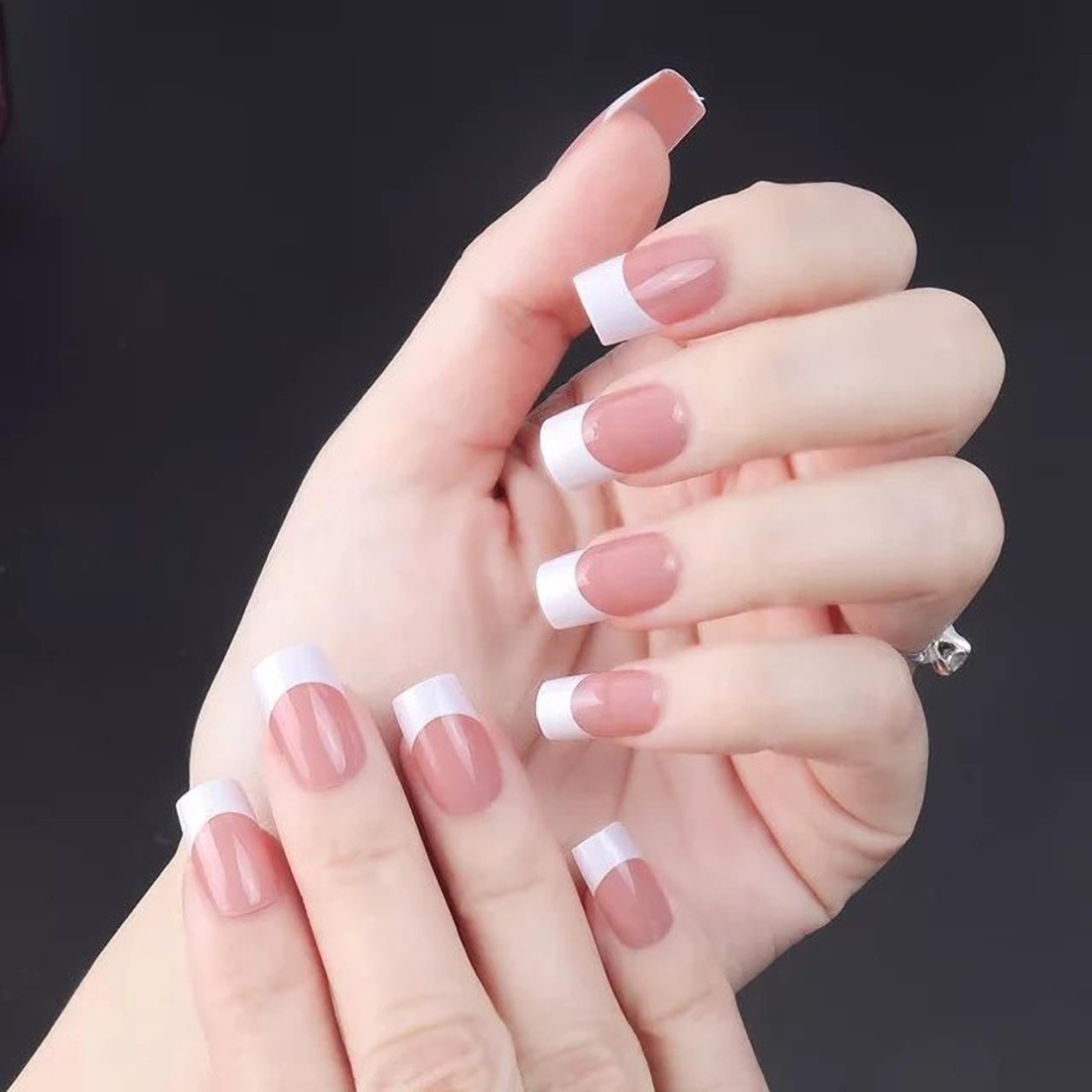 Posh - Guwahati - French manicure on gel nail extensions by using pinch of  golden glitters. Foils are used to Complete look. | Facebook