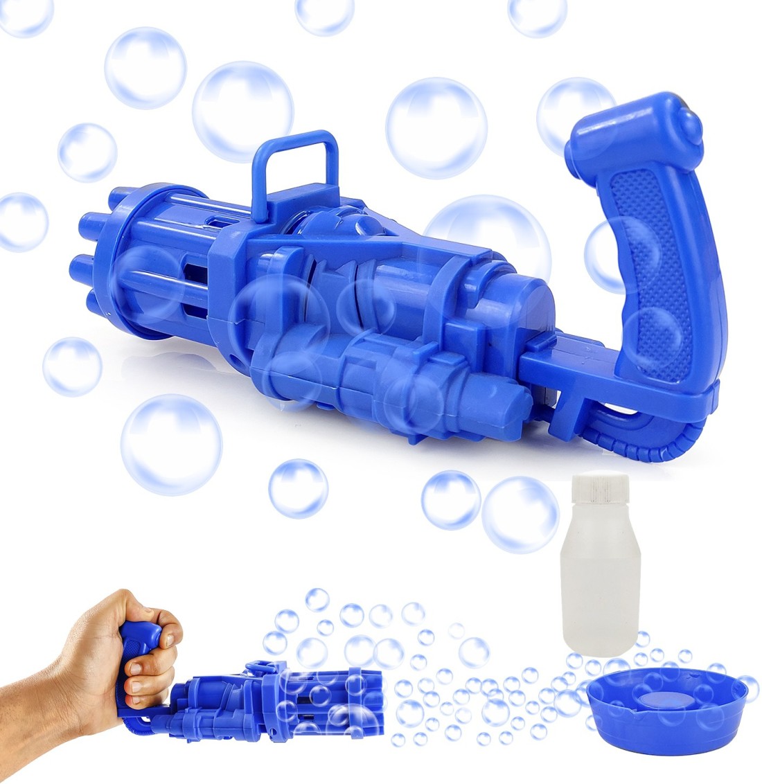 NHR 32 Hole Electric Bubble Gun with Solution for kids, Gatling