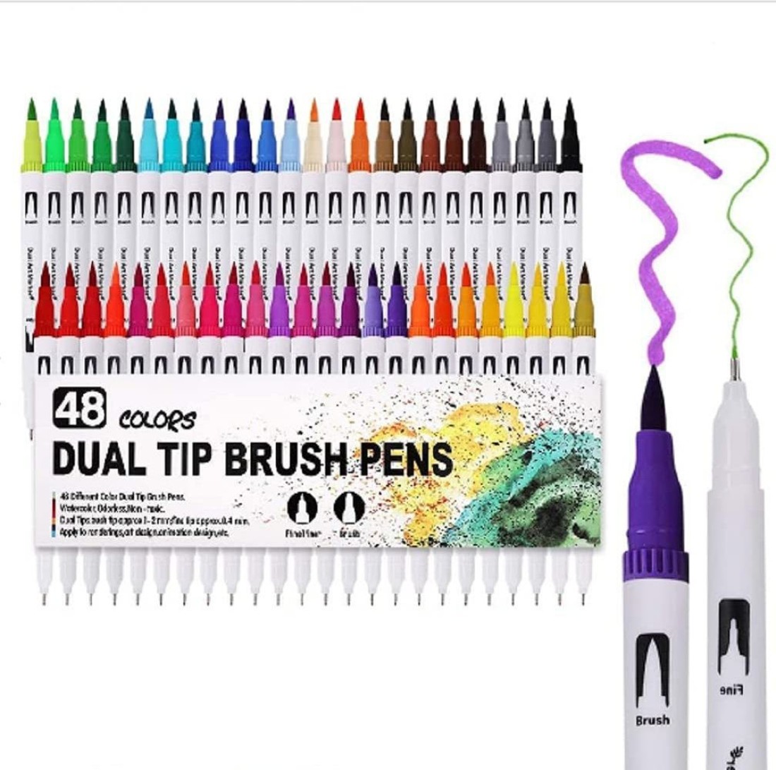 Dual Tip Brush Pens Fineliners Art Markers