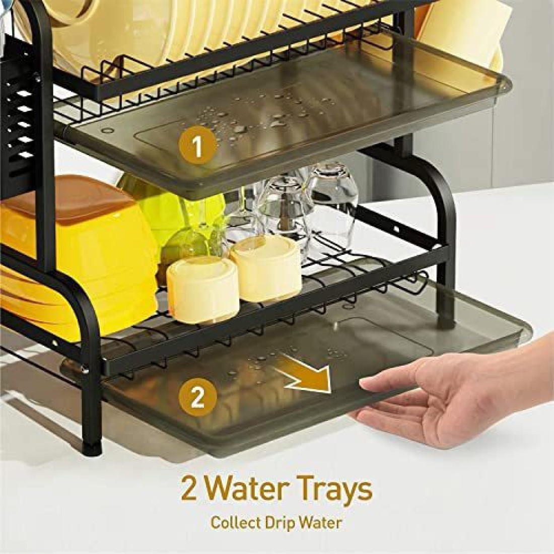 shiok decor Containers Kitchen Rack Iron 2 Tier Dish Drying Rack