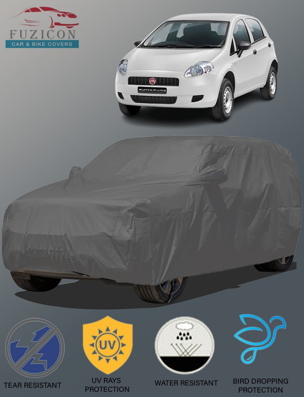 FUZICON Car Cover For Fiat Punto (With Mirror Pockets) Price in
