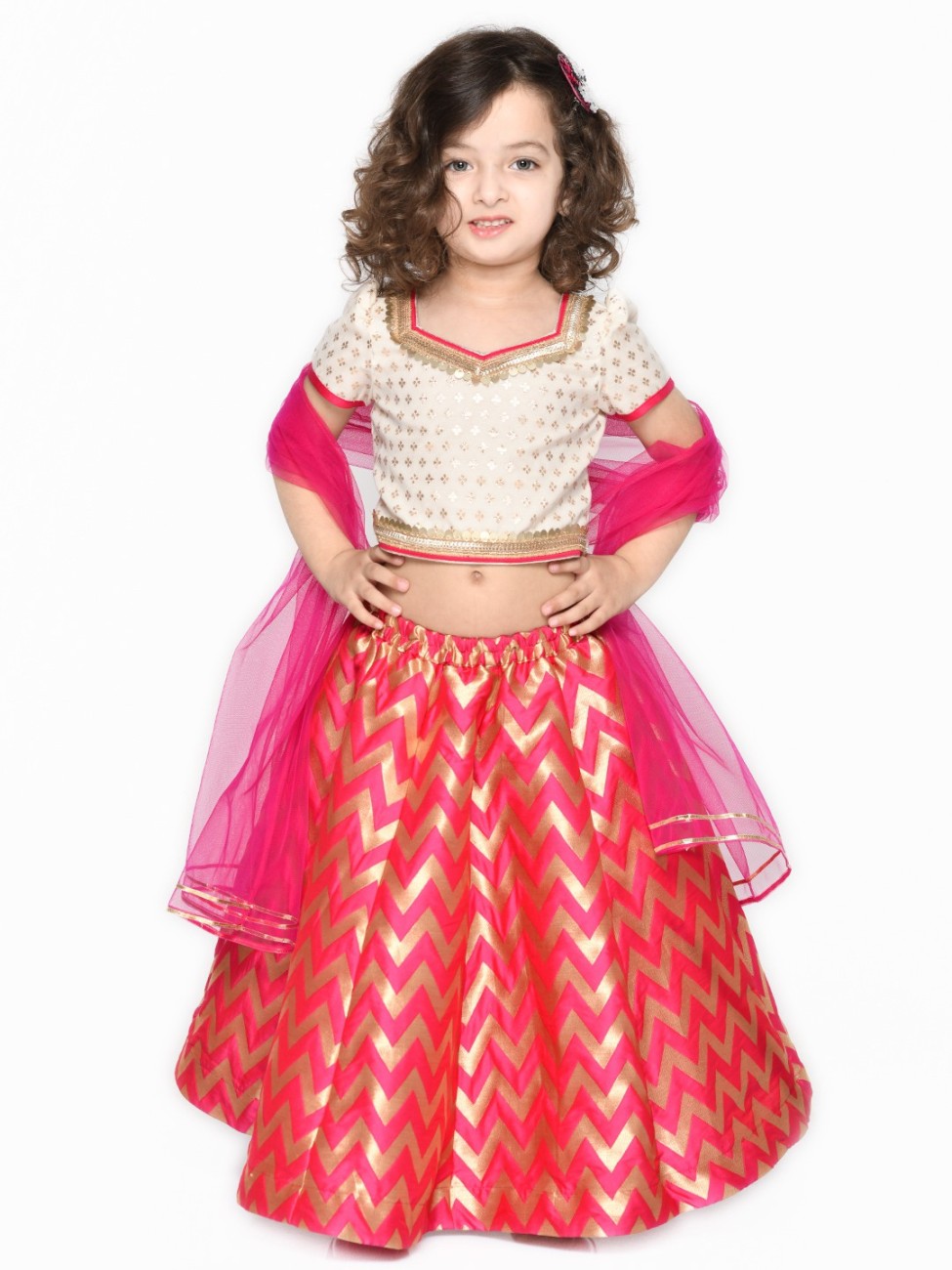 Saka Designs Girls Lehenga Choli Ethnic Wear Self Design Ghagra