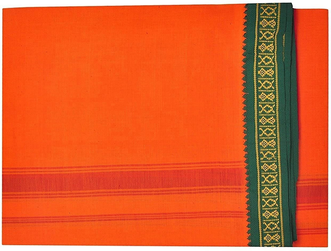 Men s Cotton Orange vesti lungi with towel Murugar