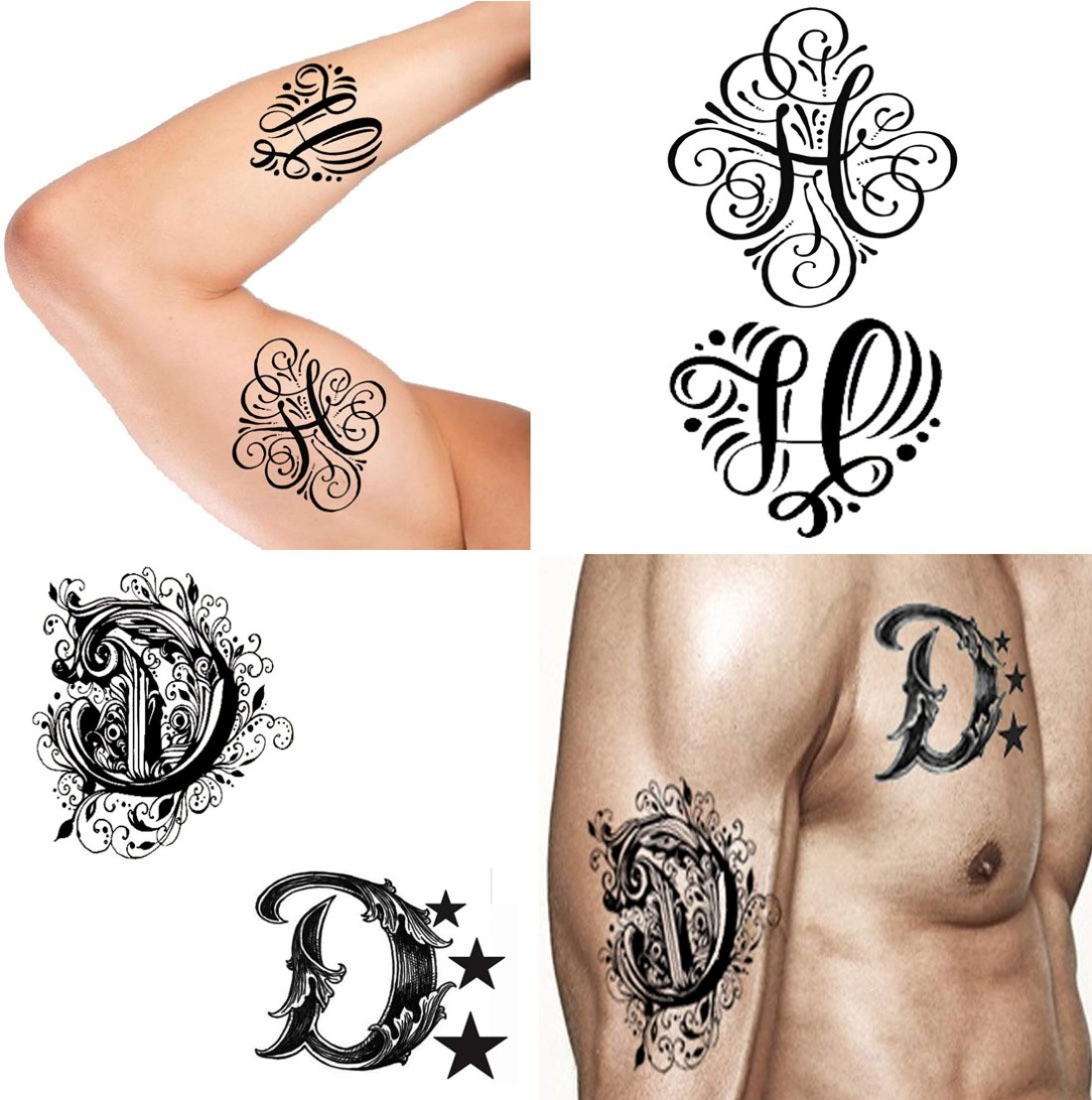 Ordershock LV Name Letter Tattoo Waterproof Boys and Girls