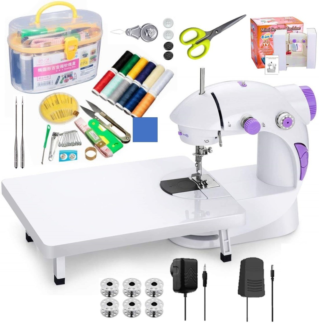 Kiwilon Sewing Machine for Home Use with Extension Table Foot Pedal,  Adapter and Sewing Kit, Threas, bobbins, Thread Cutter, Ripper, Press  Button, Hand Sewing Needle Sewing Kit Price in India - Buy