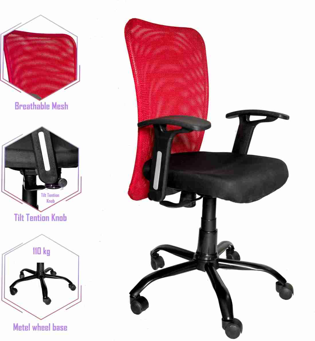 RAJPURA 802 Medium Back Revolving Chair, Ergonomic Office Chairs, Lumbar  Support, Cushion Back & Seat Study Chair