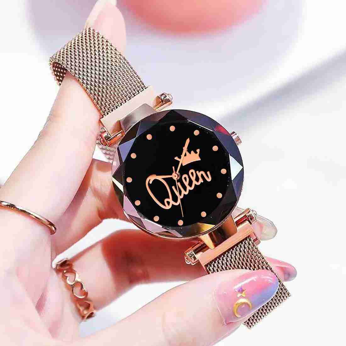 Styledose New Combo Of Rosegold and Black color Queen Magnet watch for Women s and girls Analog Watch For Women Buy Styledose New Combo Of Rosegold and Black color Queen Magnet
