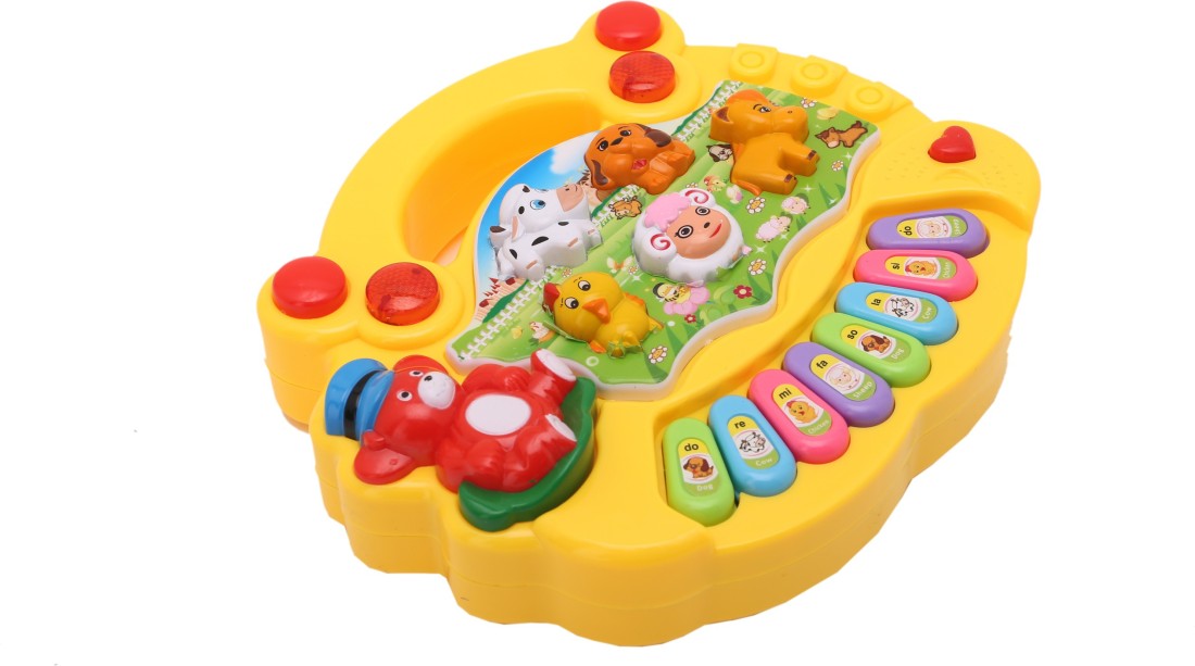 Baby farm animal piano with real animal