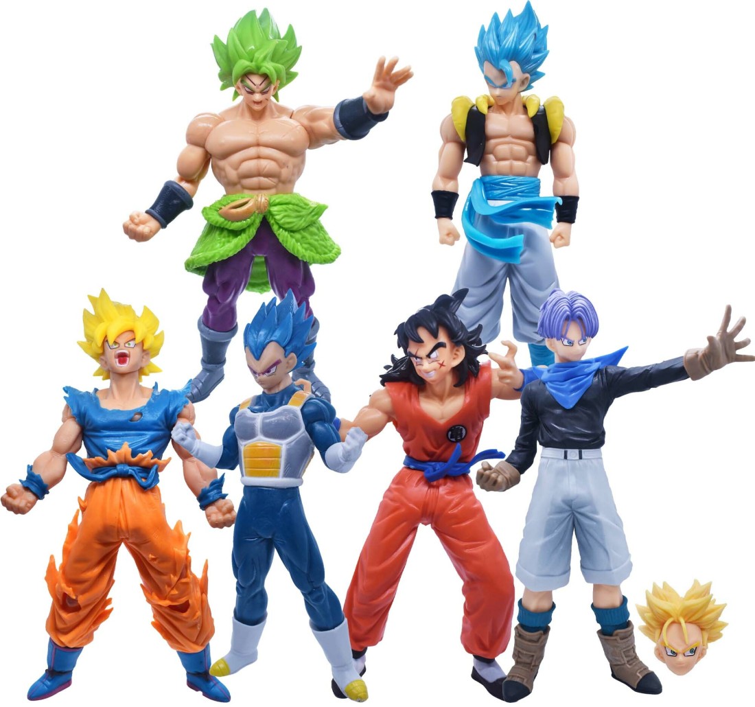 KIT 5 Bonecos, Goku Blue, Vegeta Blue, Goku SSJ4, Itachi e Kakashi