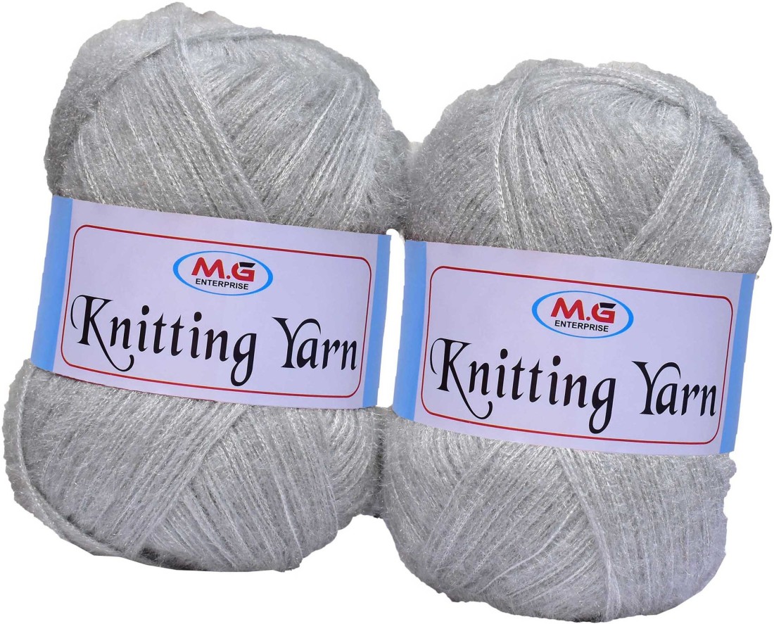 M.G Enterprise Knitting Wool Yarn, Soft Fancy Feather Wool Steel
