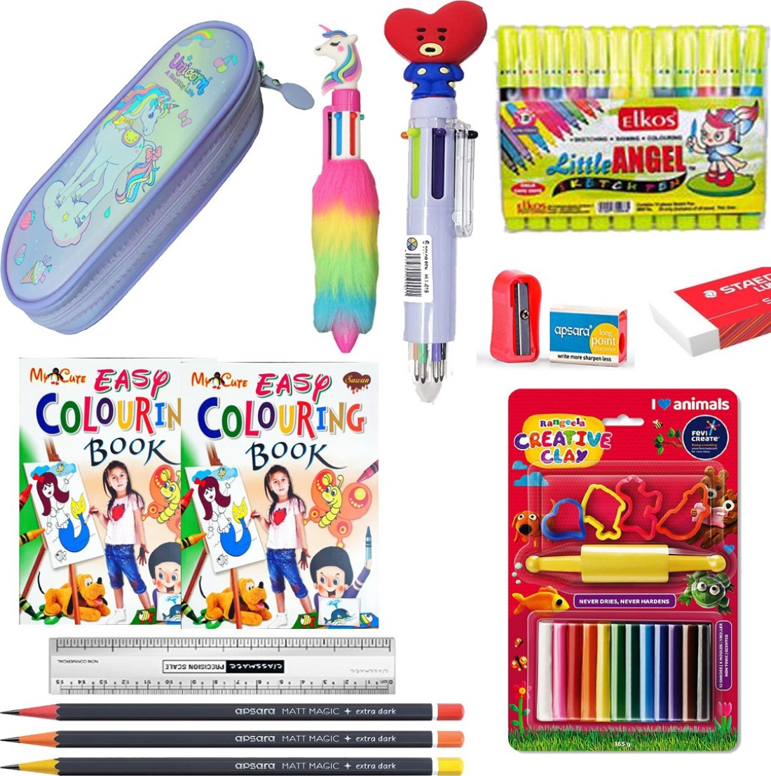 YAKONDA Moulding Clay/water colours/pen/glitter pen kit - Drowing kit /  Panting kit/art&craft kit 