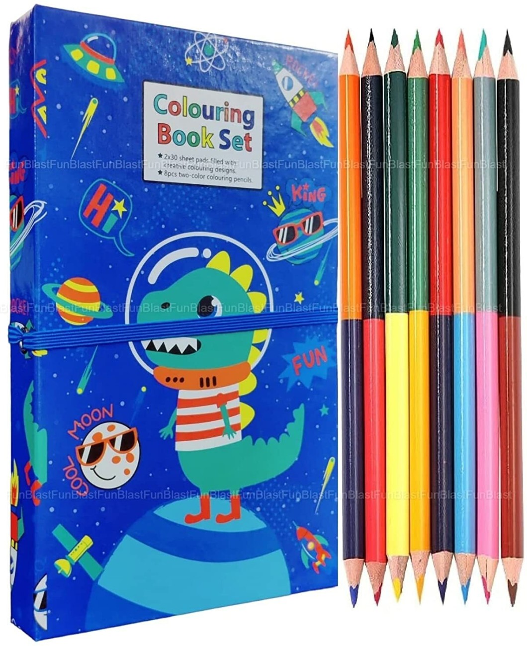 TIMBKTOO Dinosaur Theme Cartoon Colouring Book with 8 Double Side