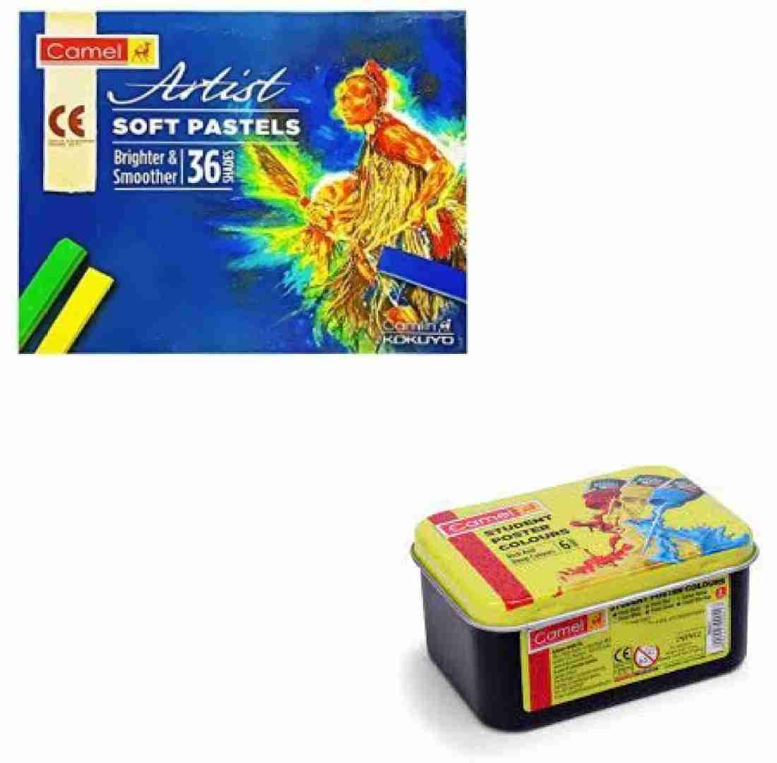 Prisha A Gods Gift Camel soft pastel 36 shades with camlin poster color 6  shades - Camel soft pastel 36 shades with camlin poster color 6 shades 