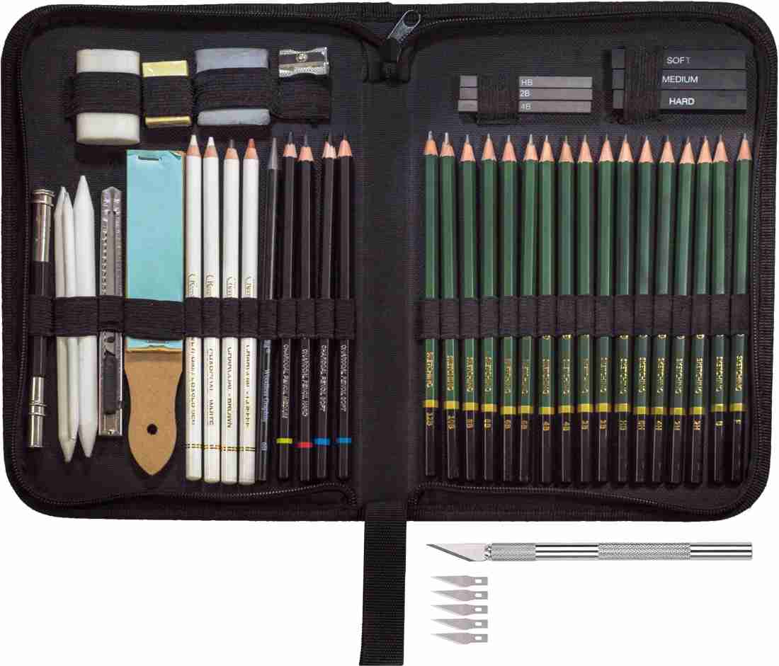 H&B 26pcs Professional Drawing Sketch Pencil Kit Set Including