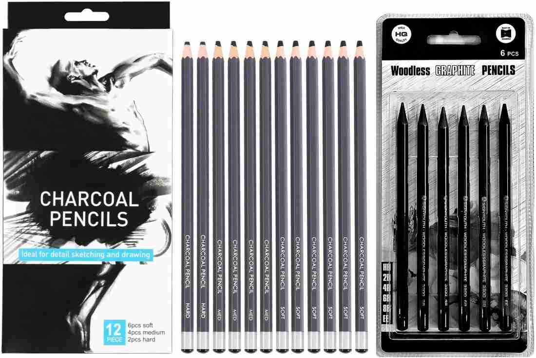 6pcs Compressed Graphite Sticks, B, HB, 2B, 4B, 6B, 8B Assorted Degree  Graphite Stick Set For Sketching Drawing And Shading