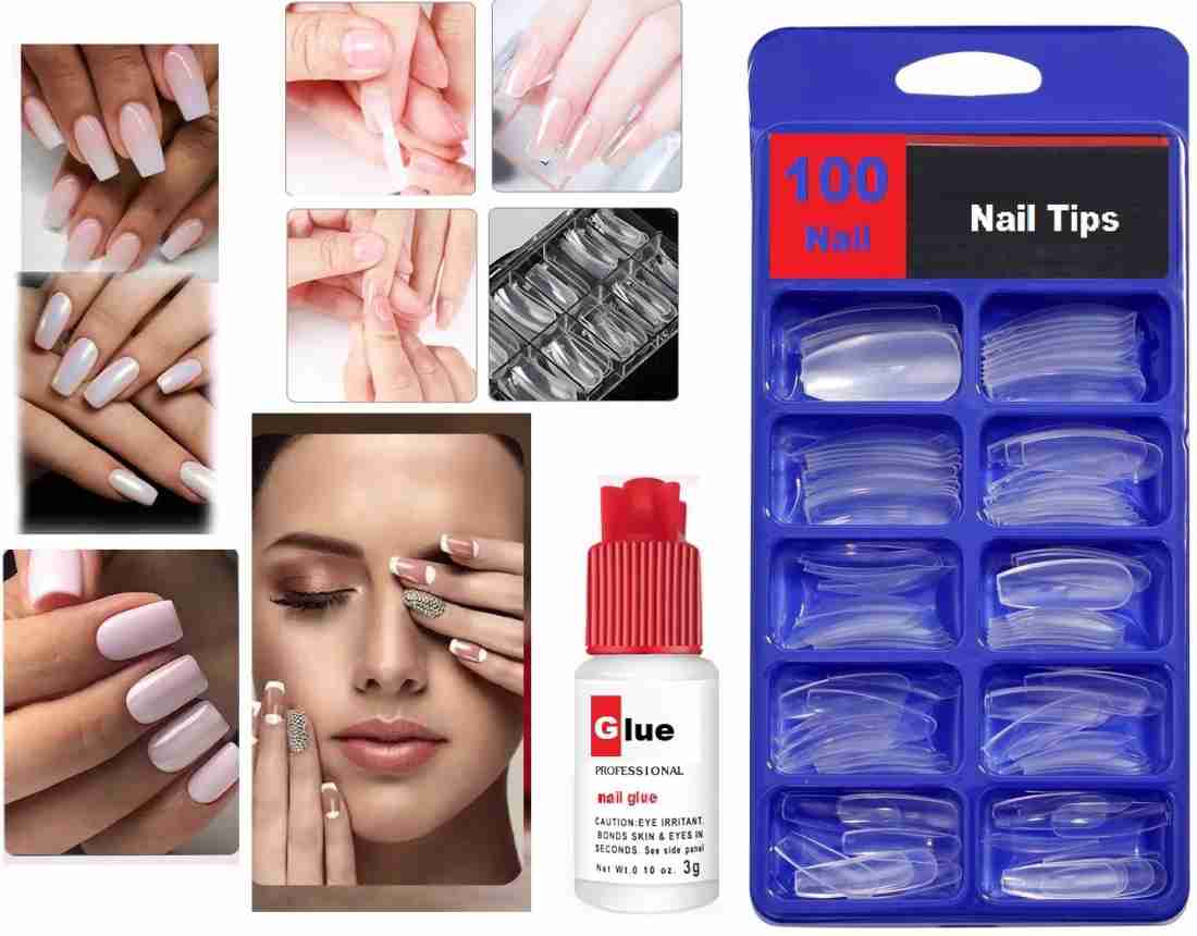 Herrlich Transparent Nail Art Tips Fake Nail Plastic Free Nail Glue Long  Nails TRANSPARENT - Price in India, Buy Herrlich Transparent Nail Art Tips  Fake Nail Plastic Free Nail Glue Long Nails