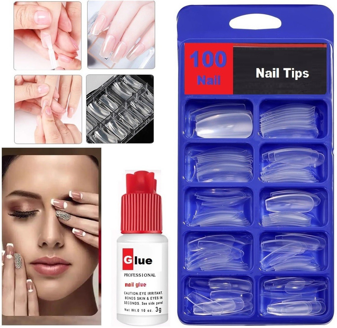 504Pcs Clear Nail Tips for Acrylic Nails Professional, XXL / XXXL Extra Long  Tapered Square Acrylic Nail Tips, Full Cover Fake Nails False Nails, Nail  Extension for Manicure Salon Home DIY Nail