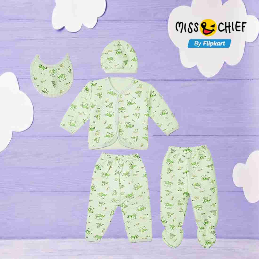 Miss Chief Newborn Baby Winter Wear Dress Suit Set 5 Pcs Pack