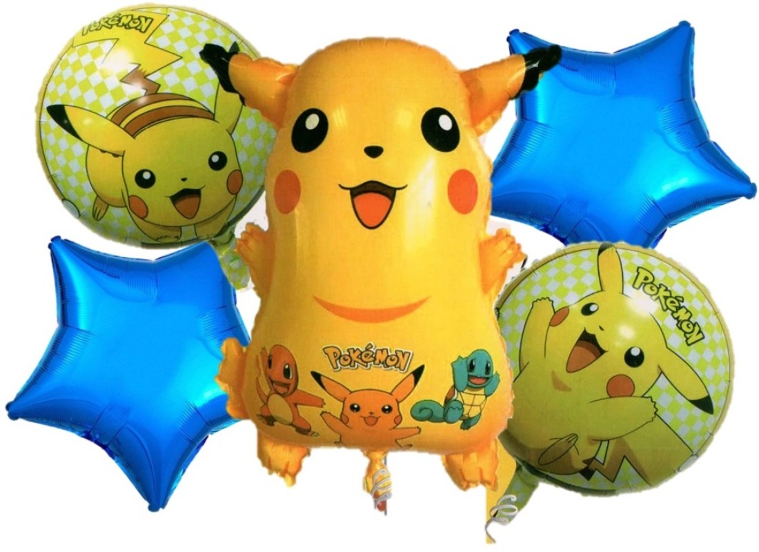 Pikachu Birthday Party Ballon Pokemon Cartoon Figure Stars Round